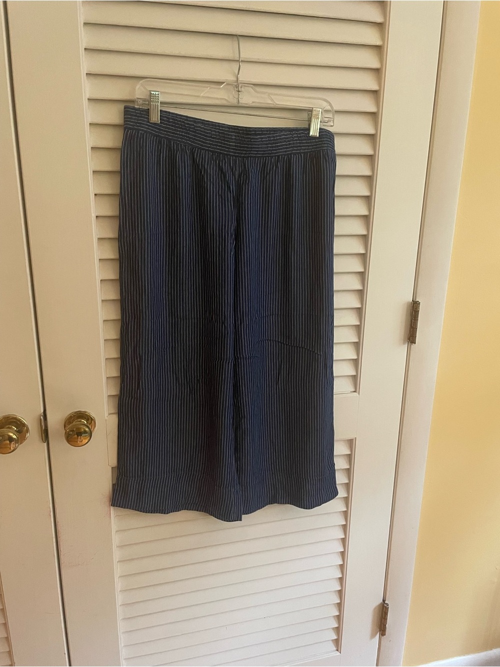 DREW Navy and White Pinstripe Elastic Waist PJ Bottoms